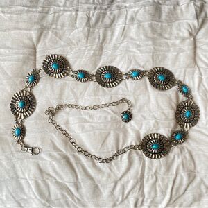 Faux turquoise and silver concho belt